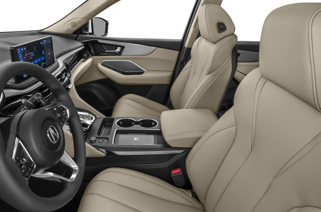A light beige interior of a 2026 Acura MDX, featuring modern seats and a digital dashboard.